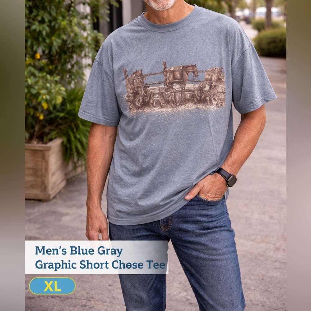 Blue gray Graphic Short Sleeve Tee XL